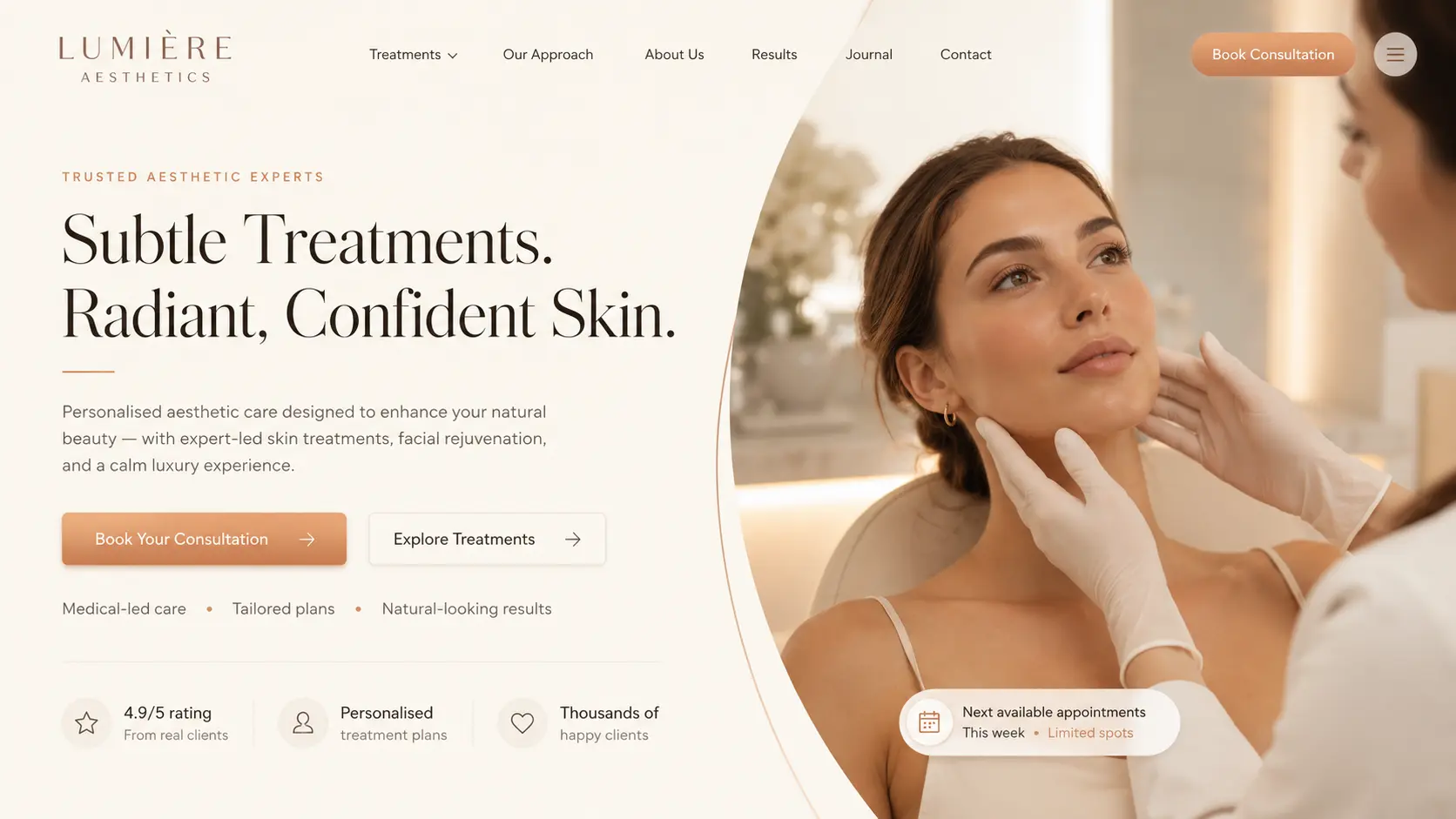 Aurelia Aesthetics — personalised treatment plans hero concept
