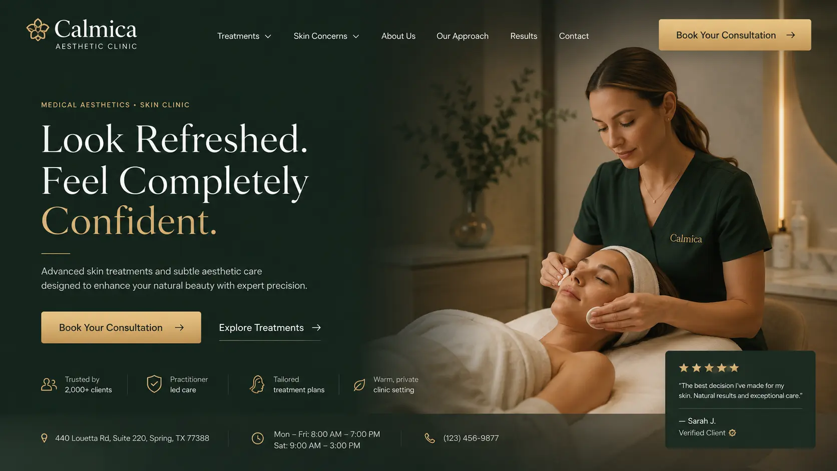 Lumiere Aesthetics — subtle treatments hero concept
